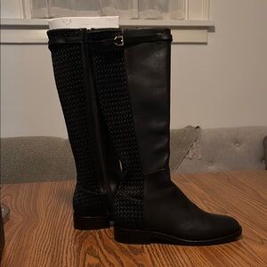 Black Leather Knee-High Boots